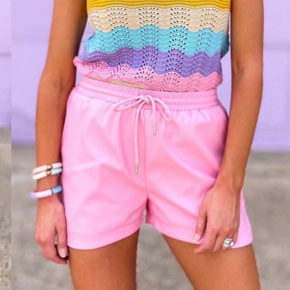 Entro Light Pink Faux Leather Shorts